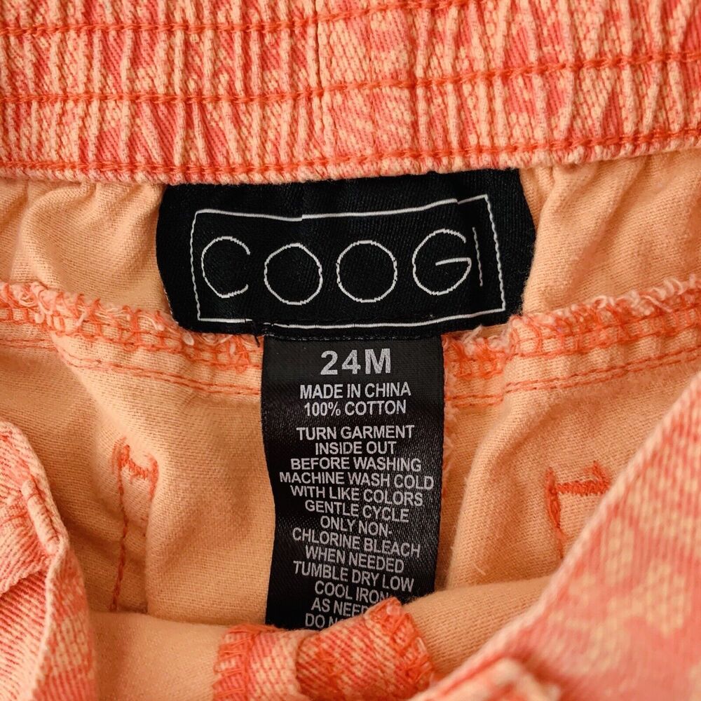 COOGI Shorts Baby Girl‎ 24M Orange Floral Embroidered Logo Stretch Waist Pockets - Picture 3 of 7